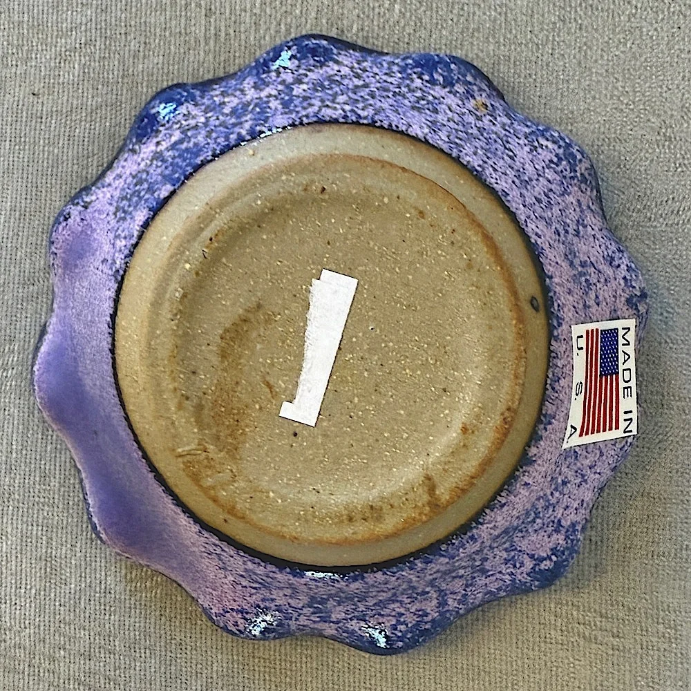 Trinket Dish - Fused Glass Art Pottery Purple/Blue Dish - USA, Down To Earth - Picture 11 of 16